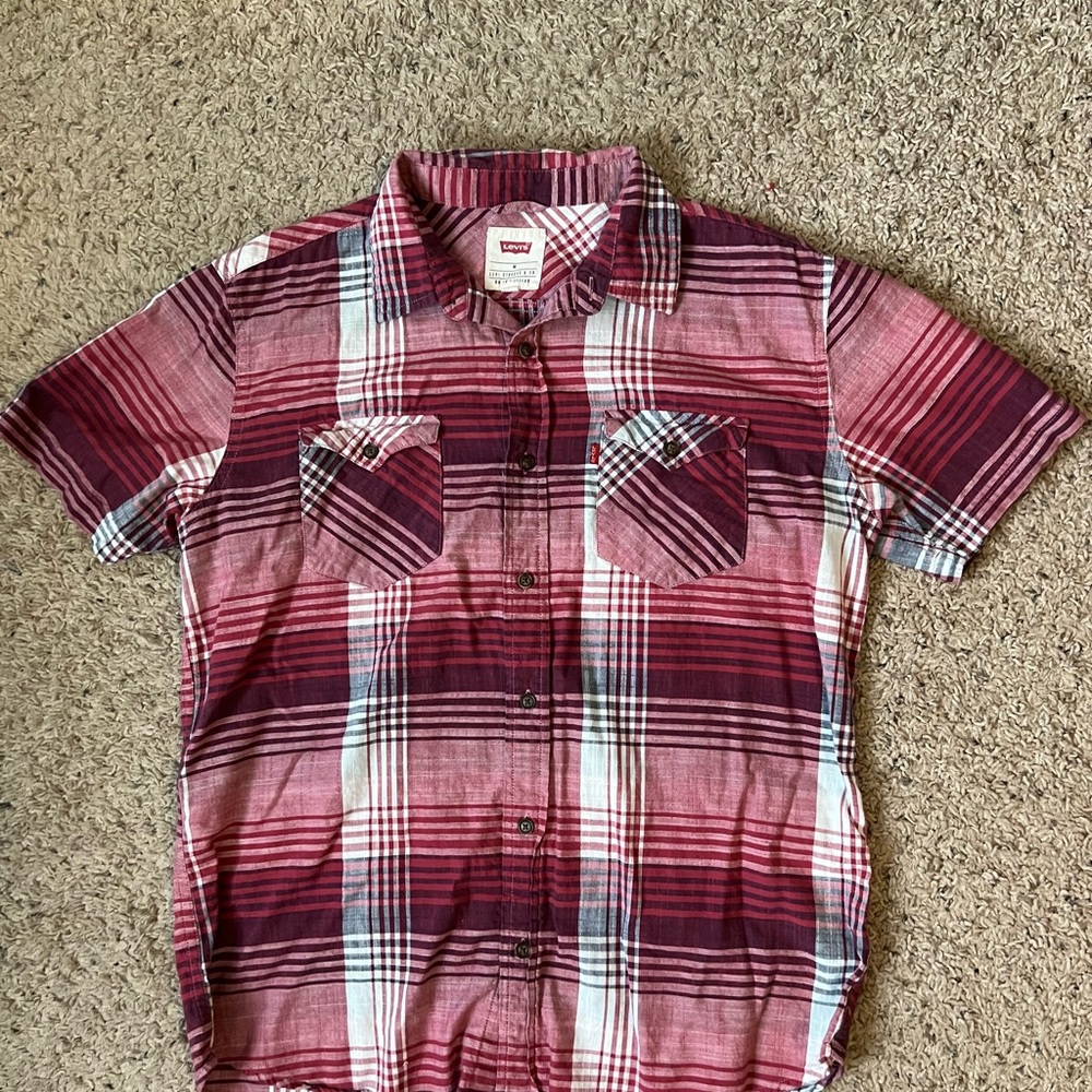 Levi's Red and White Casual Button Down Shirt